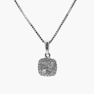 Collier initial avec surpiqûre en or et accents de diamants